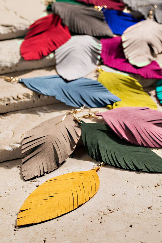 Fringe Feather Drop Earrings (Lightweight Statement | 3 Colors)