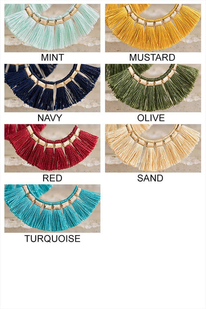 Tassel Hoop Drop Earrings (Boho Fringe Statement)