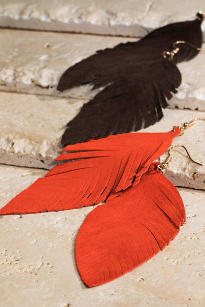 Fringe Feather Drop Earrings (Lightweight Statement | 3 Colors)