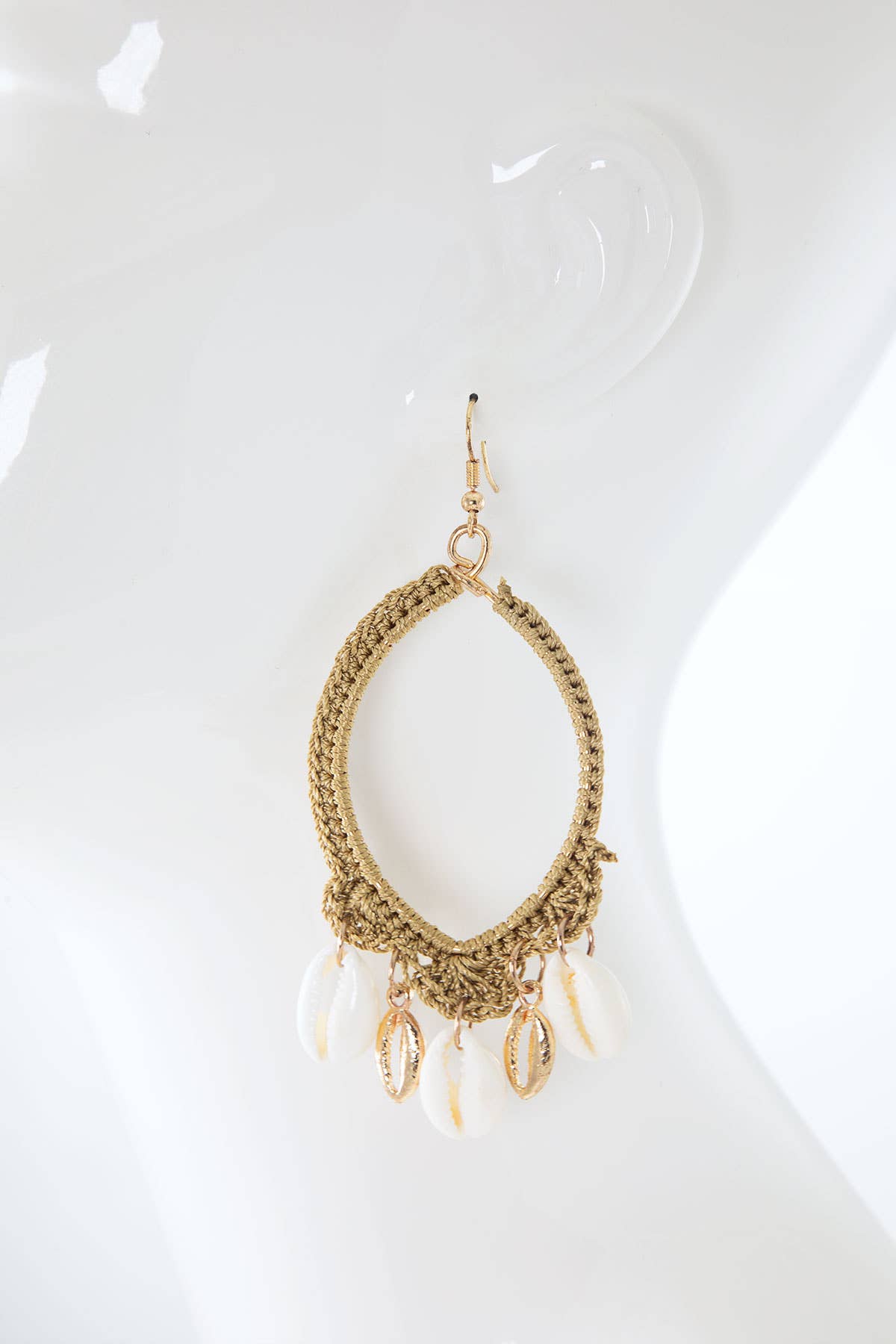 Cowrie Shell Teardrop Earrings (Boho Woven Dangles)