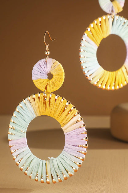 Wrapped Hoop Drop Earrings (Two-Tone Statement Dangles)