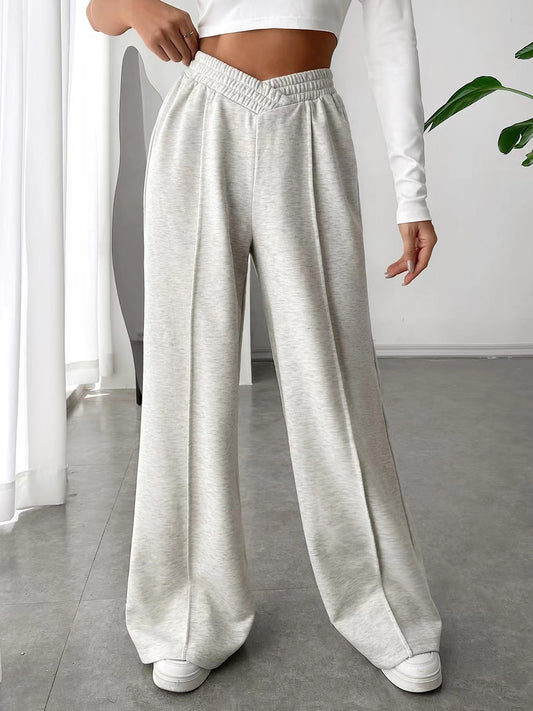V-Shape Elastic Waist Wide-Leg Pants