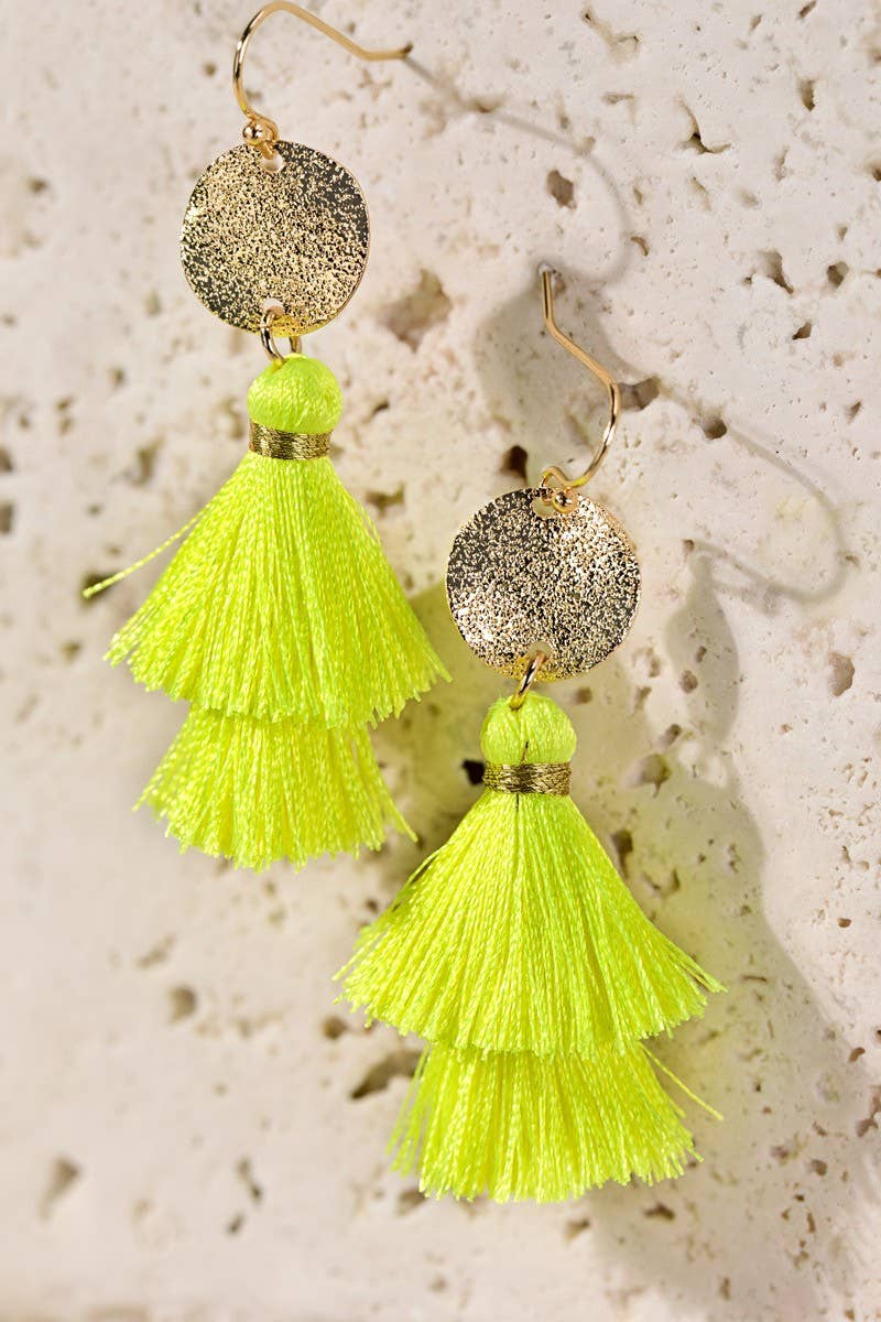 Tiered Tassel Drop Earrings (Gold Disc | 2 Colors)