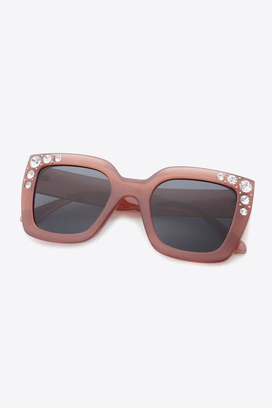 Glam Rhinestone Embellished Square Sunglasses