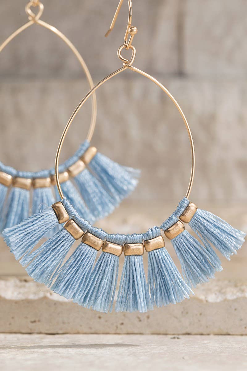 Tassel Hoop Drop Earrings (Boho Fringe Statement)