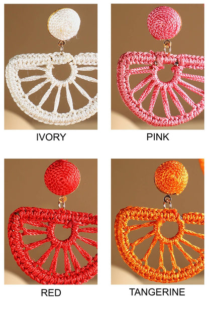 Woven Fan Drop Earrings (Boho Statement Dangles)