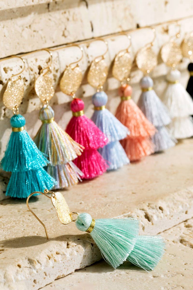 Tiered Tassel Drop Earrings (Gold Disc | 2 Colors)