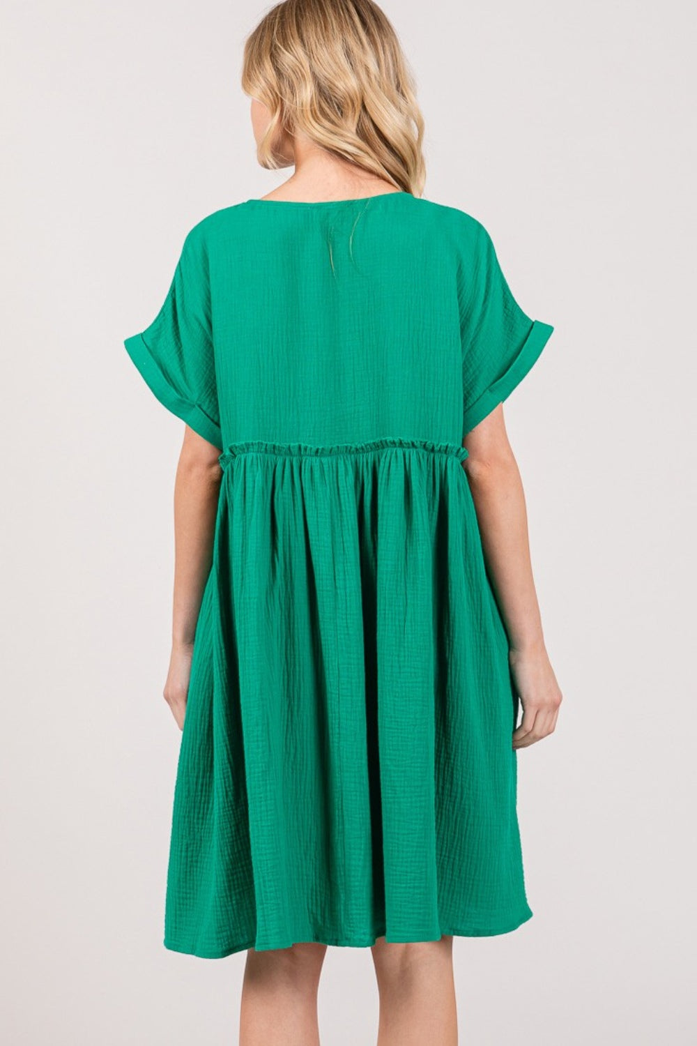 Breezy Button-Front Green Dress | Effortless Boho Chic