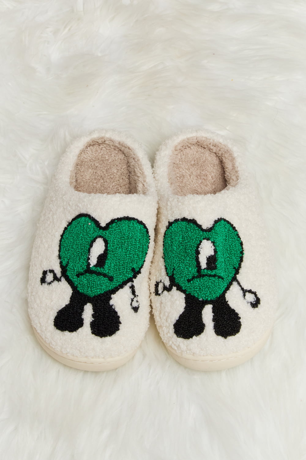 Fuzzy Heart Face Slippers – Cute & Cozy Lounge Vibes