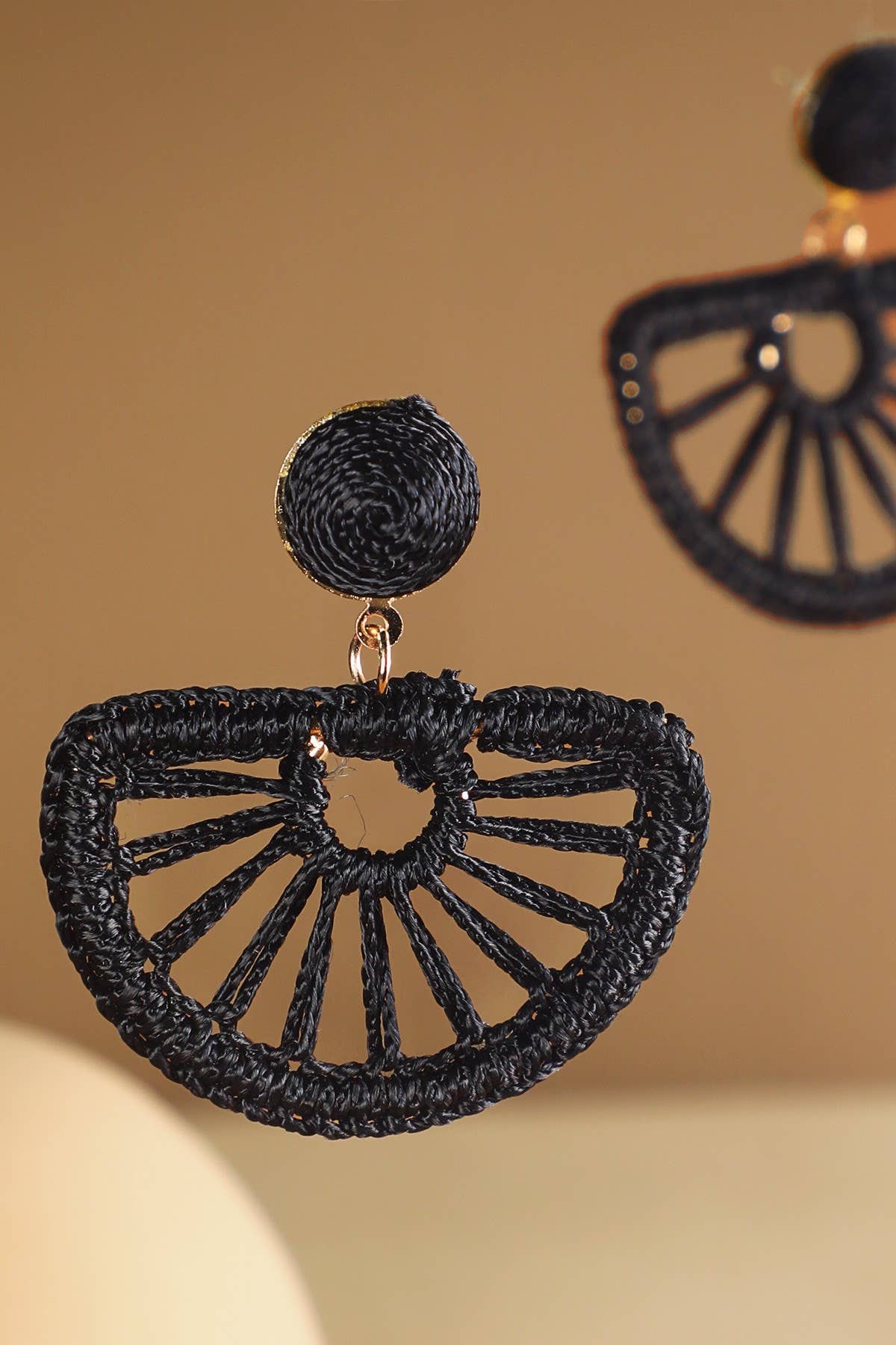 Woven Fan Drop Earrings (Boho Statement Dangles)