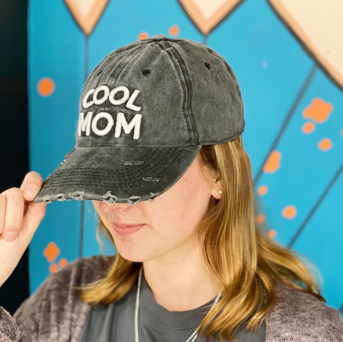 “Cool Mom” Distressed Baseball Cap (Washed Dad Hat)