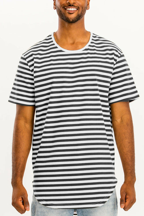 Men's Black and White Striped T-Shirt – Classic Casual Style