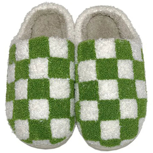 Checkerboard Plush House Slippers (Cozy Slip-Ons | 3 Styles)