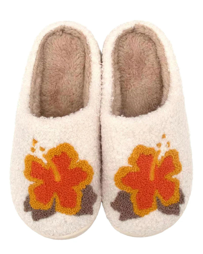 Retro Flower Plush House Slippers (Cozy Slip-Ons | 5 Styles)