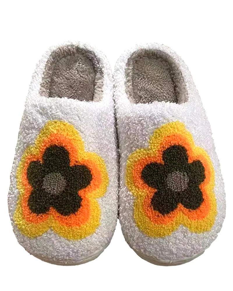 Retro Flower Plush House Slippers (Cozy Slip-Ons | 5 Styles)