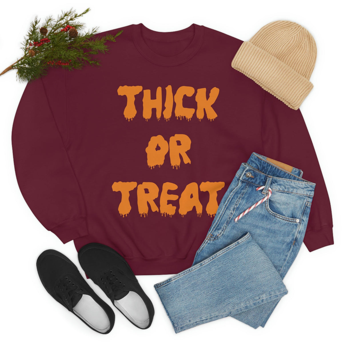 “Thick or Treat” Halloween Sweatshirt (Funny Spooky Season Pullover | Multiple Colors)