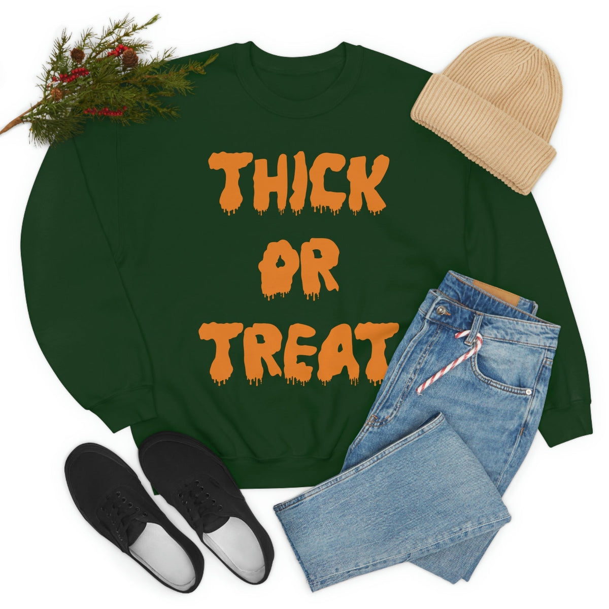 “Thick or Treat” Halloween Sweatshirt (Funny Spooky Season Pullover | Multiple Colors)