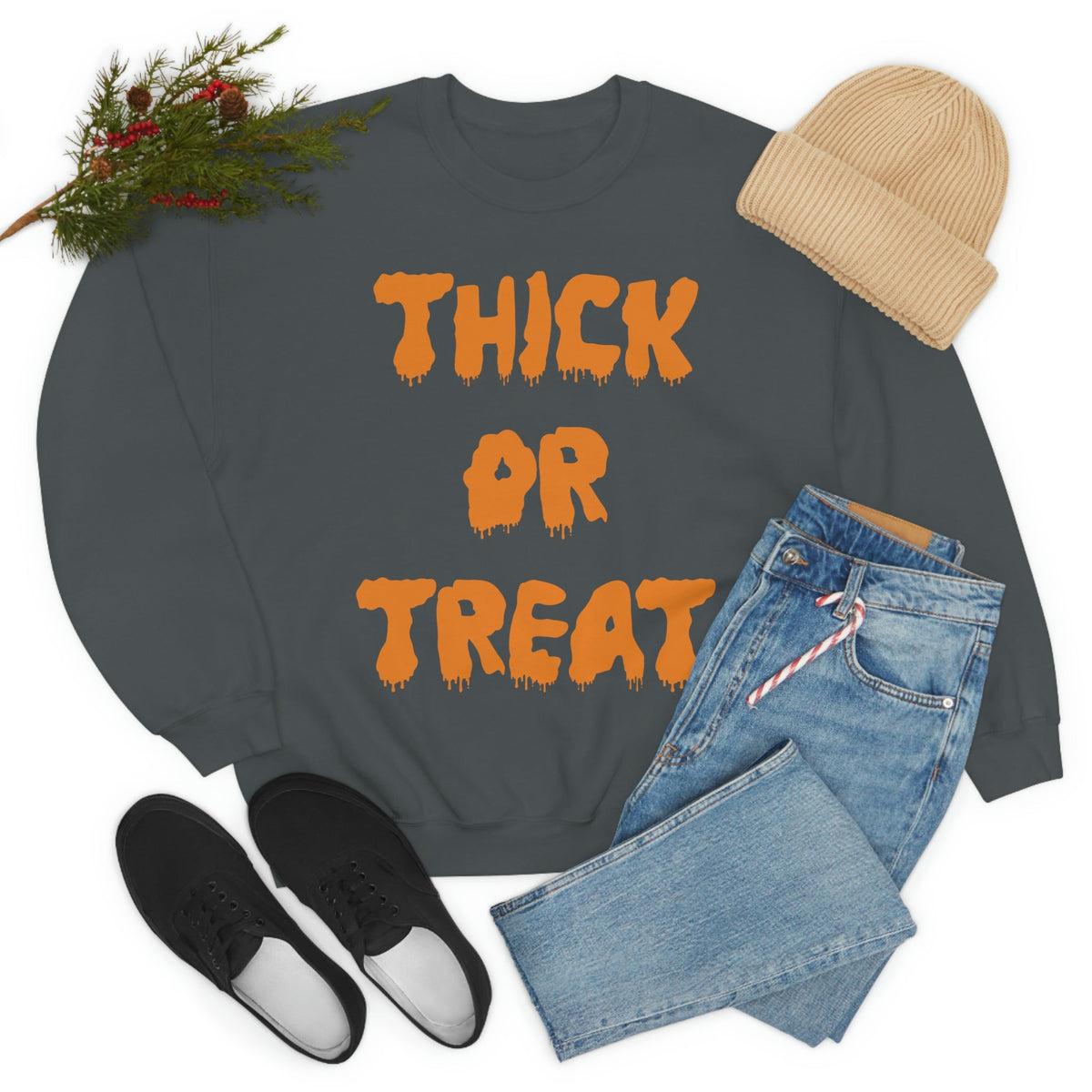 “Thick or Treat” Halloween Sweatshirt (Funny Spooky Season Pullover | Multiple Colors)