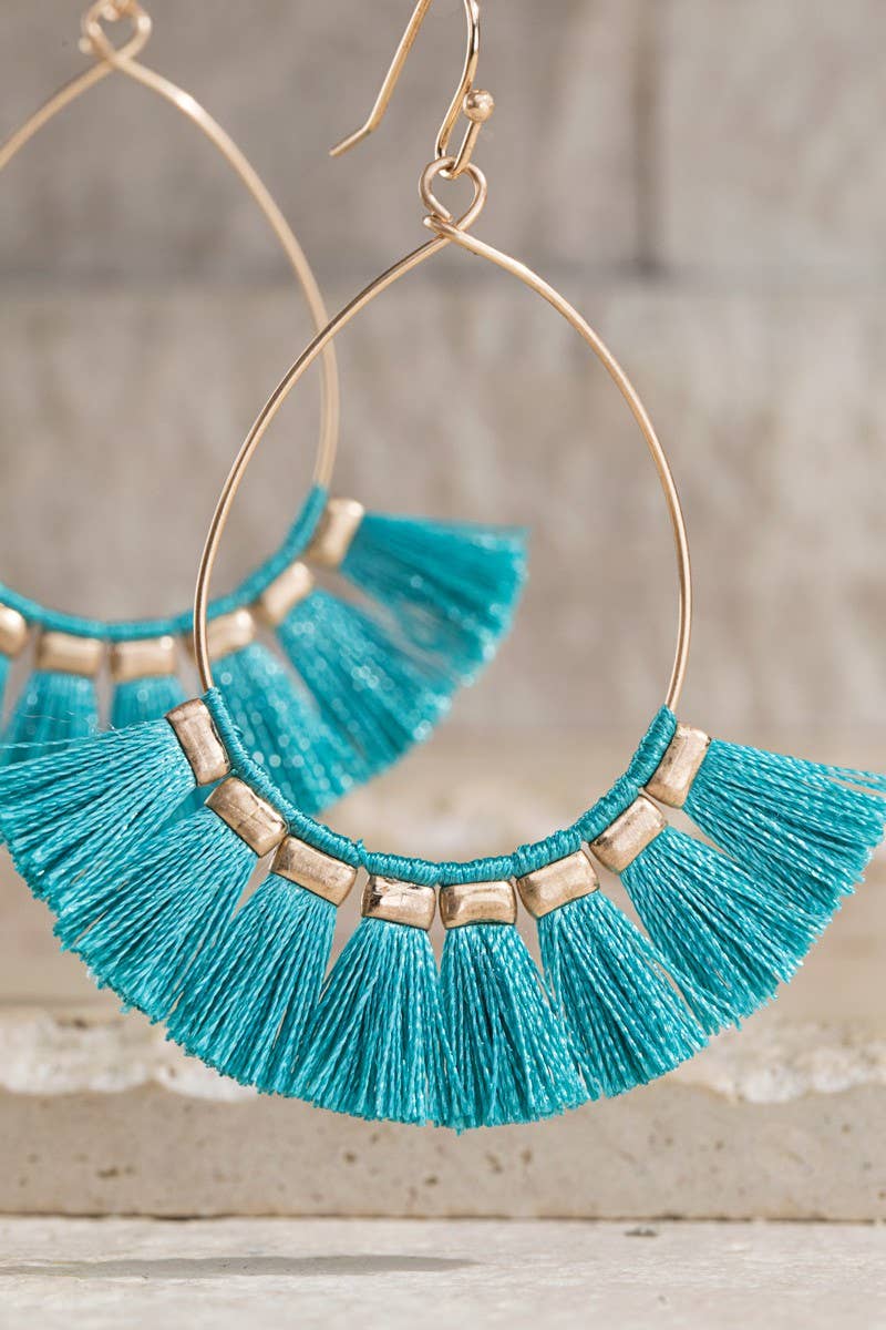 Tassel Hoop Drop Earrings (Boho Fringe Statement)