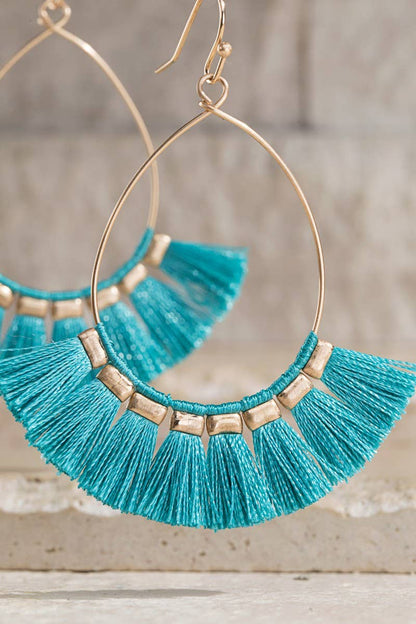 Tassel Hoop Drop Earrings (Boho Fringe Statement)