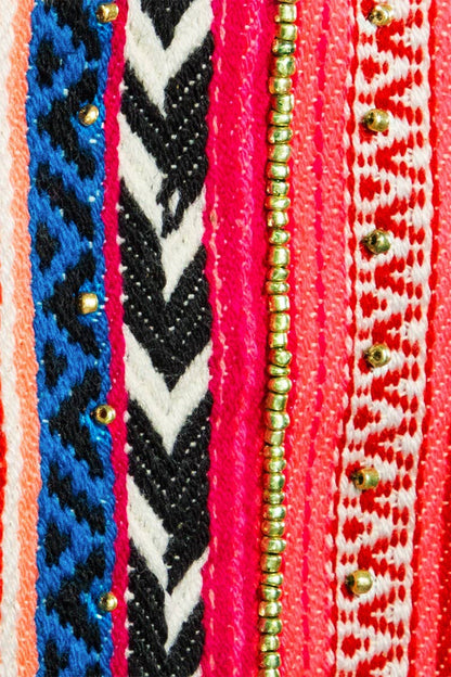 Serape Stripe Wristlet Clutch (Beaded Zip Pouch)