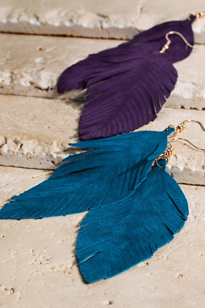 Fringe Feather Drop Earrings (Lightweight Statement | 3 Colors)