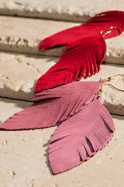 Fringe Feather Drop Earrings (Lightweight Statement | 3 Colors)