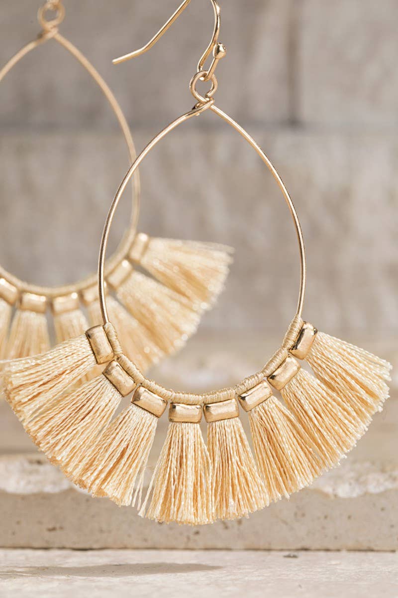 Tassel Hoop Drop Earrings (Boho Fringe Statement)
