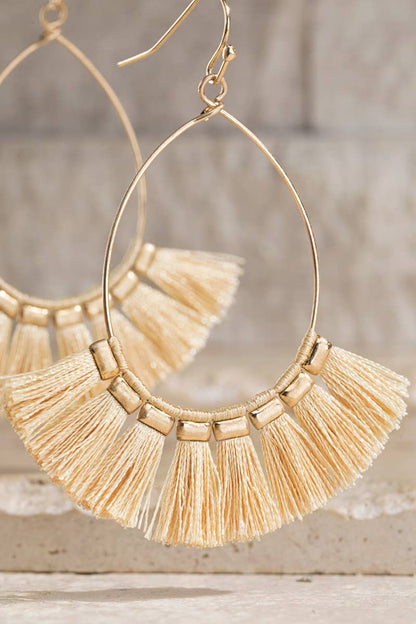 Tassel Hoop Drop Earrings (Boho Fringe Statement)
