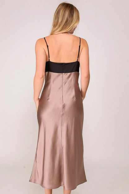 Smocked Satin Mini Dress (Mock Neck Balloon Sleeve)