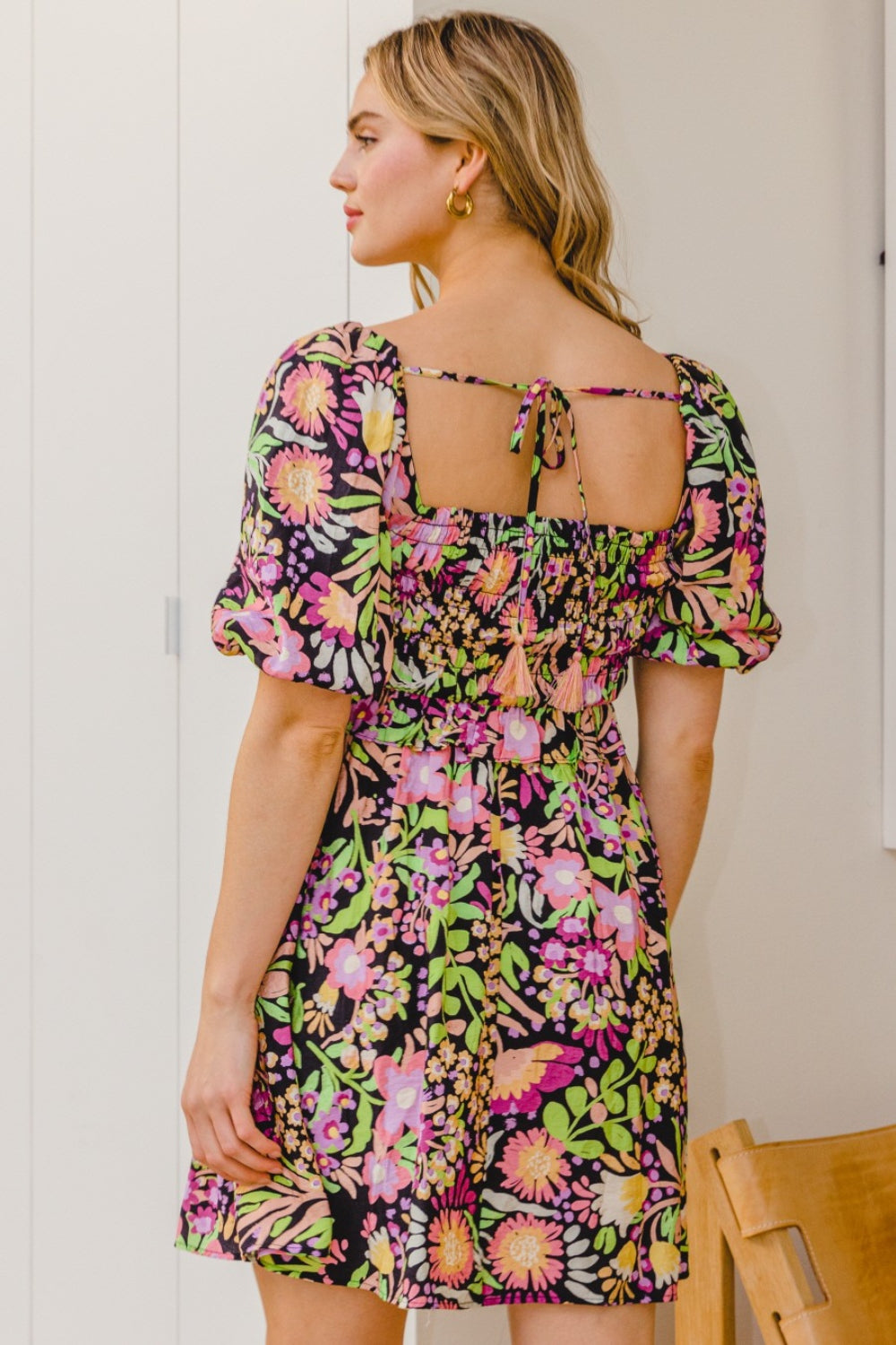 Floral Smocked Mini Dress – Vibrant and Travel-Ready