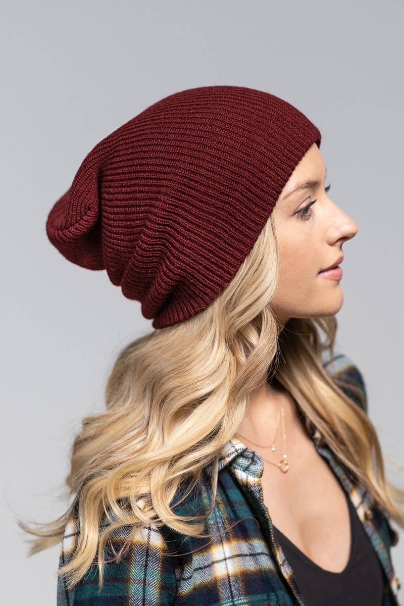 Slouchy Knit Beanie Hat (Soft Ribbed Winter Cap | 5 Colors)