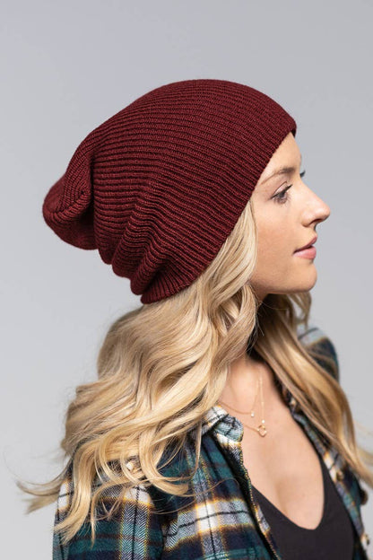 Slouchy Knit Beanie Hat (Soft Ribbed Winter Cap | 5 Colors)