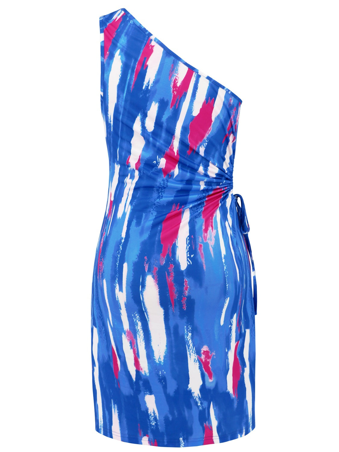 One-Shoulder Abstract Print Mini Dress