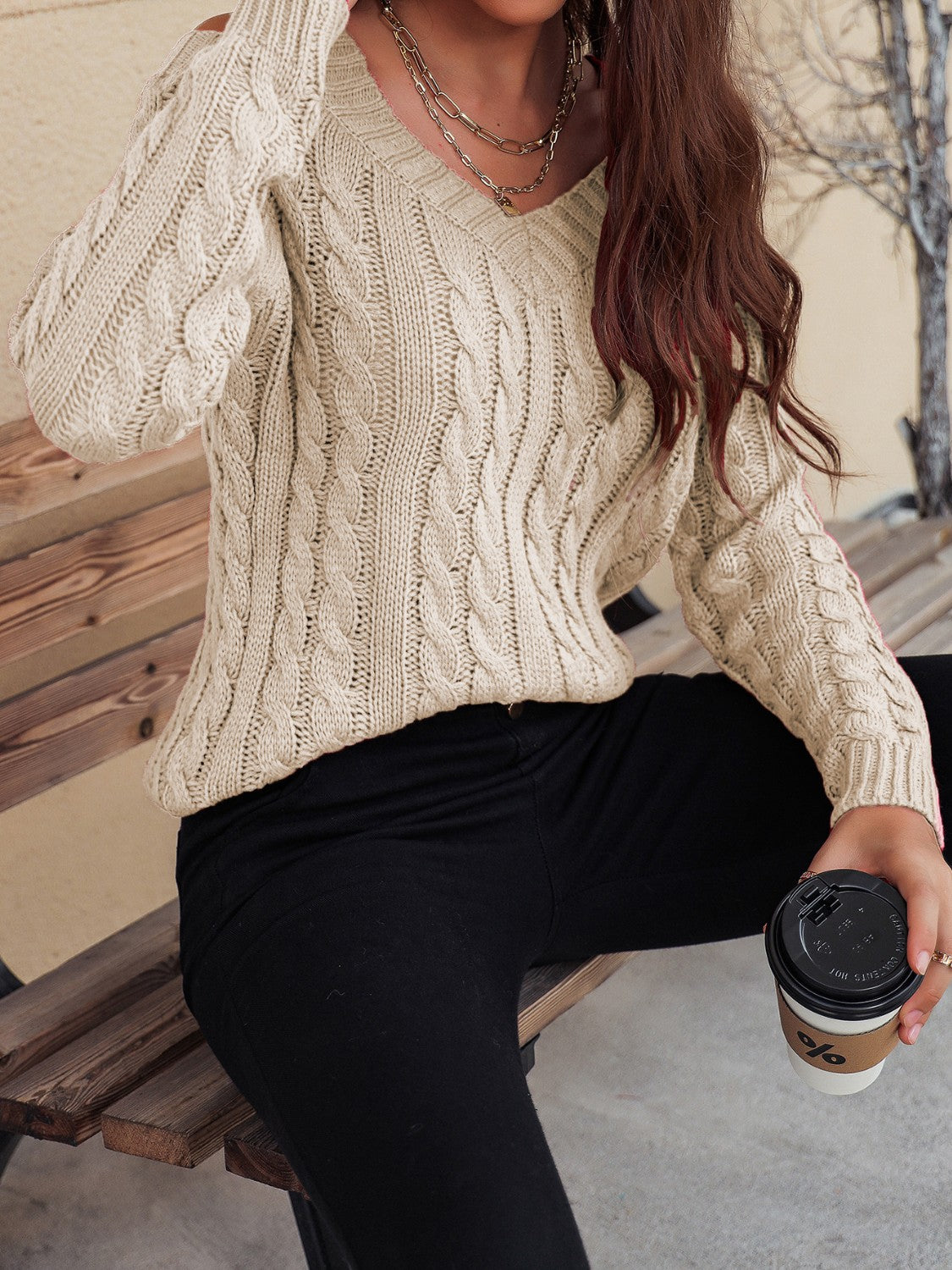 Cozy Red Cable-Knit Sweater