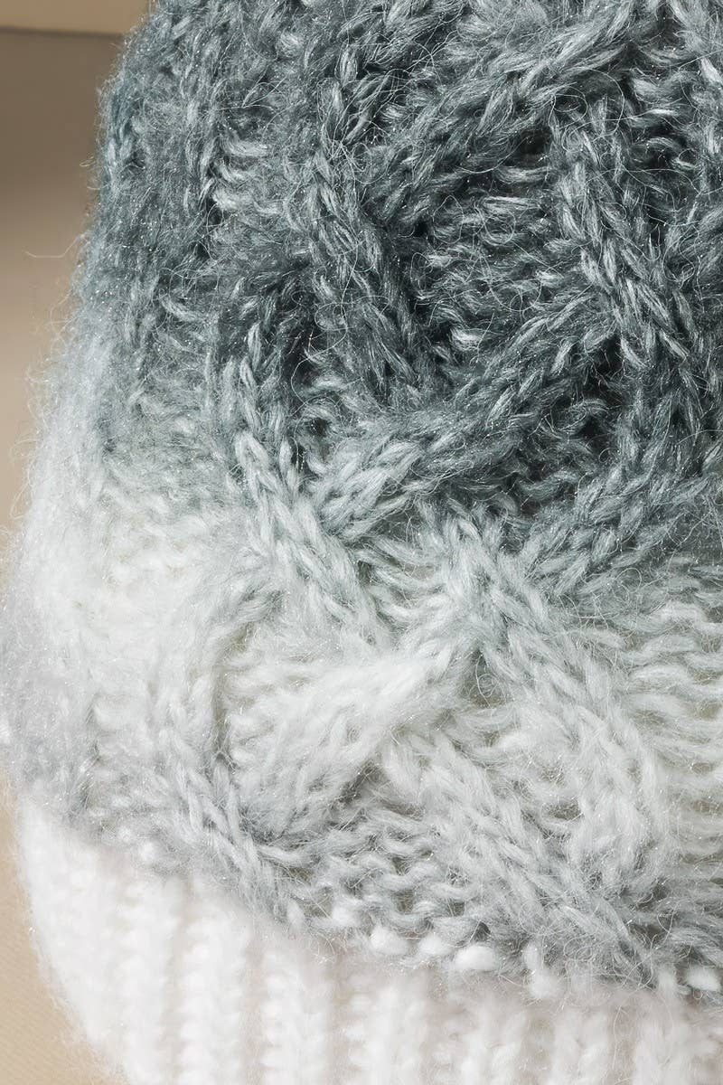 Ombre Cable Knit Pom Beanie (Cozy Winter Hat)