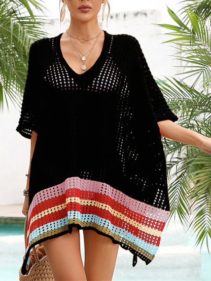 Striped Crochet Beach Cover-Up