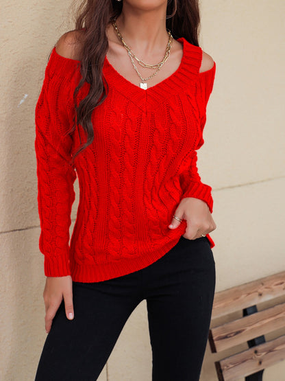 Cozy Red Cable-Knit Sweater