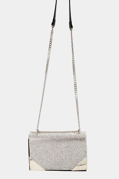 Glamorous Rhinestone Clutch with Gold Chain