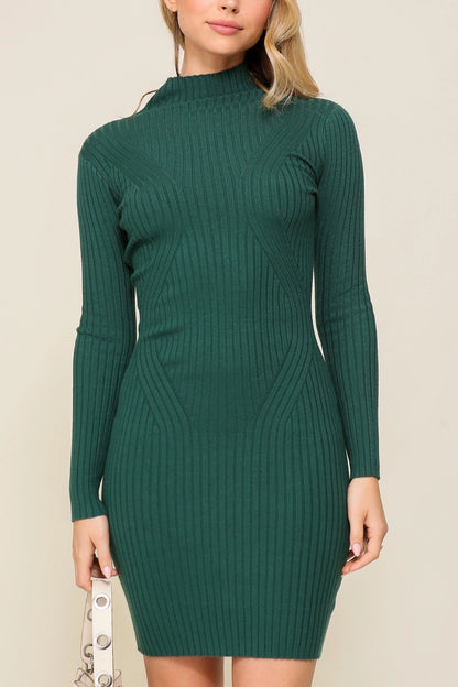 Ribbed Mock Neck Sweater Dress (Bodycon Mini | 4 Colors)