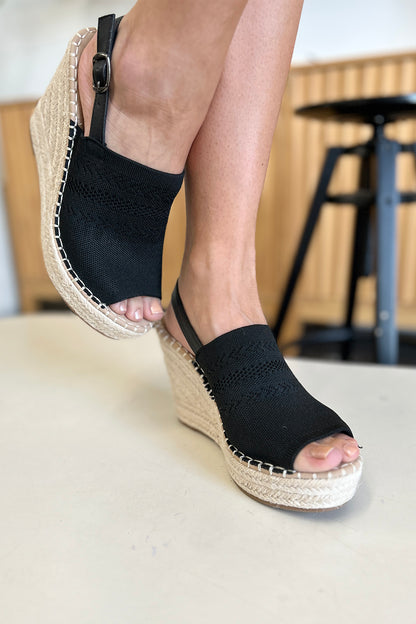 Black Woven Wedge Sandals – Stylish & Comfy Summer Essential