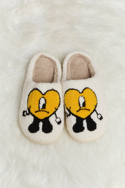 Fuzzy Heart Face Slippers – Cute & Cozy Lounge Vibes