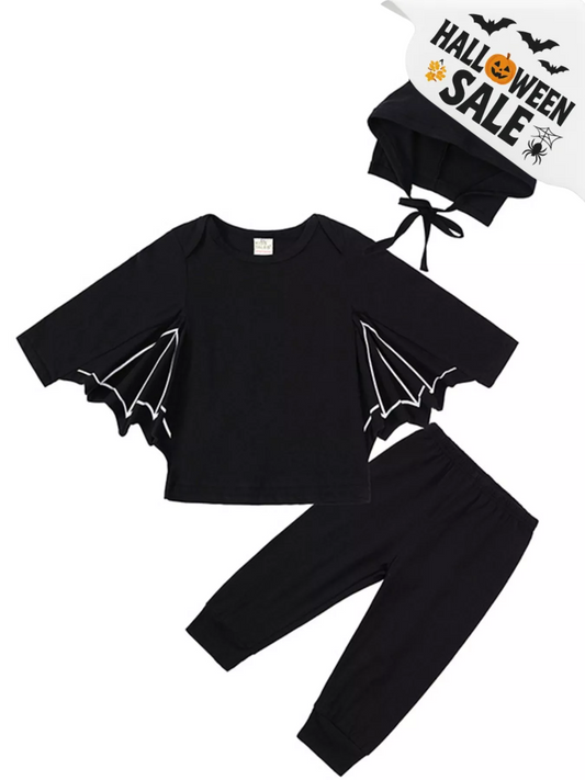 Badged - Mini Jetsetter Batwing Halloween Outfit Set (Top + Pants + Hat)