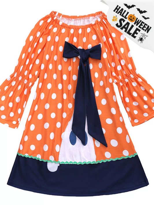 Badged - Mini Jetsetter Ghost Bow Polka Dot Dress (Halloween, Multiple Colors)