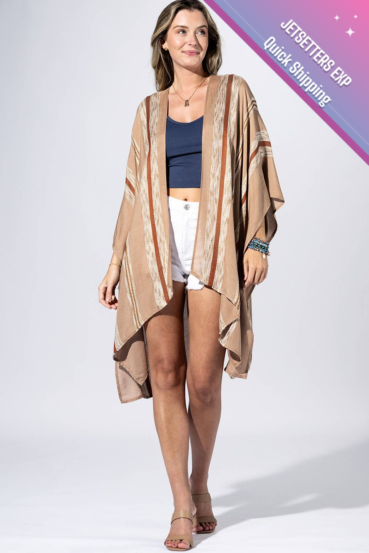 Badged - Desert Stripe Kimono Cardigan (Lightweight Boho Duster)