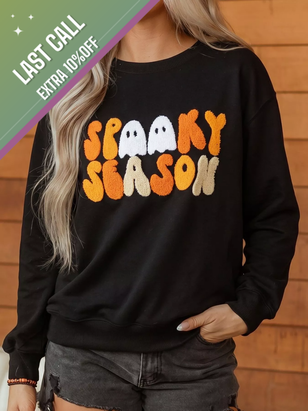 Badged - “Spooky Season” Chenille Graphic Sweatshirt