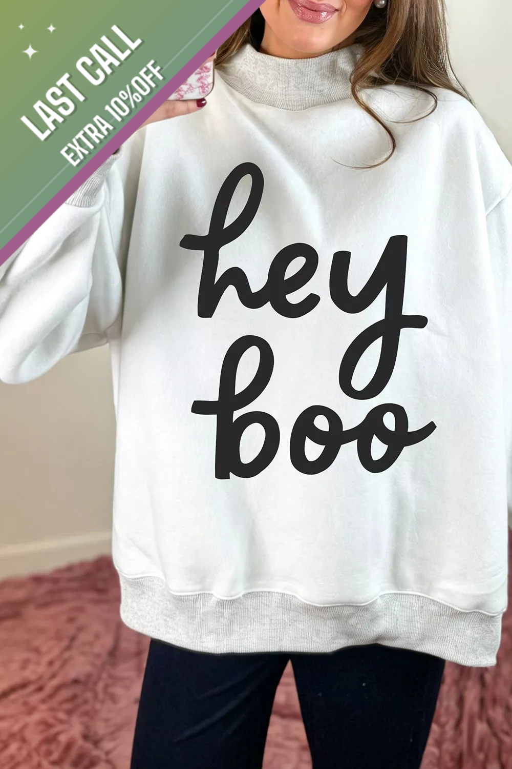 Badged - “Hey Boo” Halloween Sweatshirt (Oversized Crewneck)