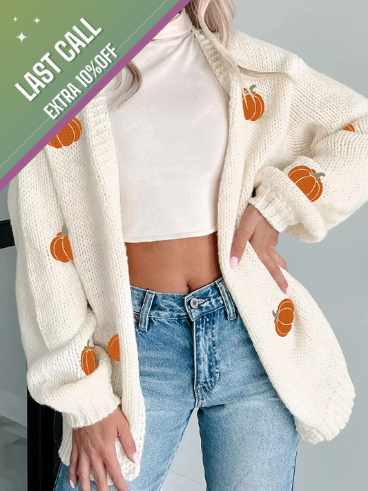Badged - Pumpkin Patch Knit Cardigan (Oversized Fall Layering Sweater)