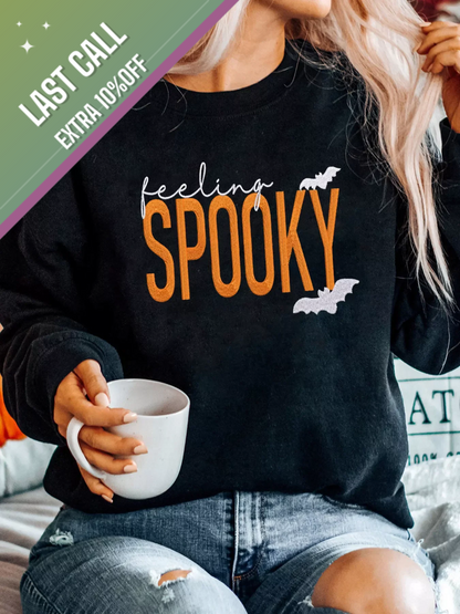 Badged - “Feeling Spooky” Halloween Sweatshirt (Bats Graphic Crewneck)