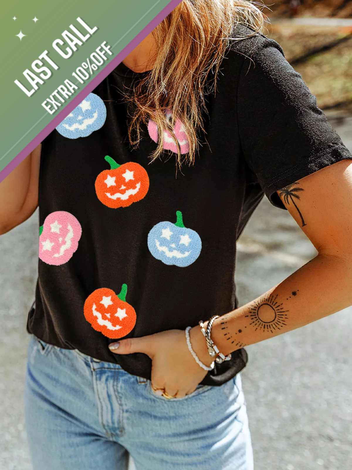 Badged - Pastel Pumpkin Patch Graphic Tee (Women’s Halloween T-Shirt)